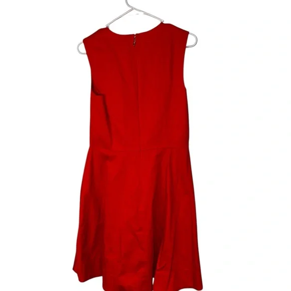 Draper James Vibrant Red Sleeveless Dress V-Neck 8 (Party, Occasion, Sleeveless) - Picture 6 of 10